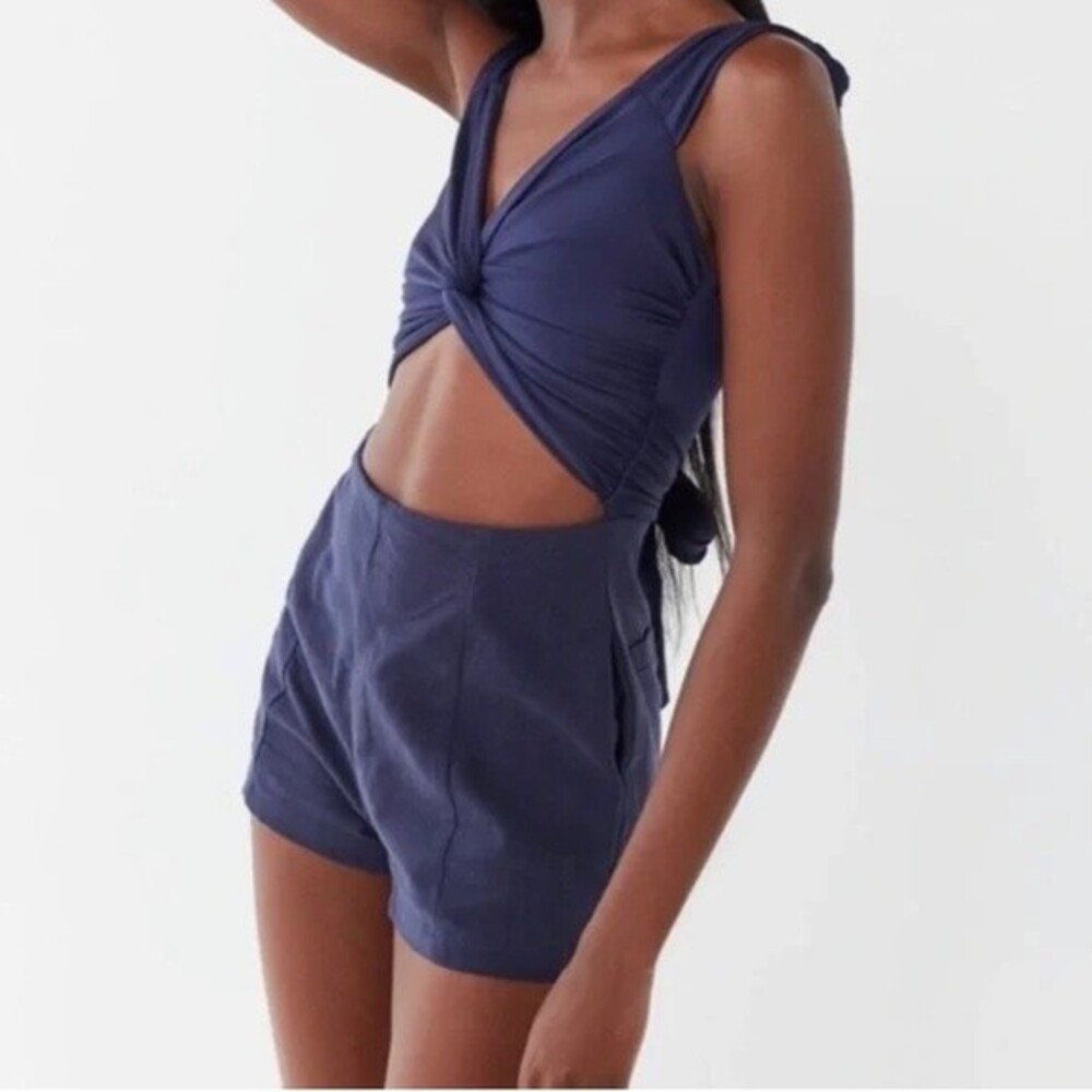 Lioness x Urban Outfitters Cut-Out Tie Back Romper Purple Small
